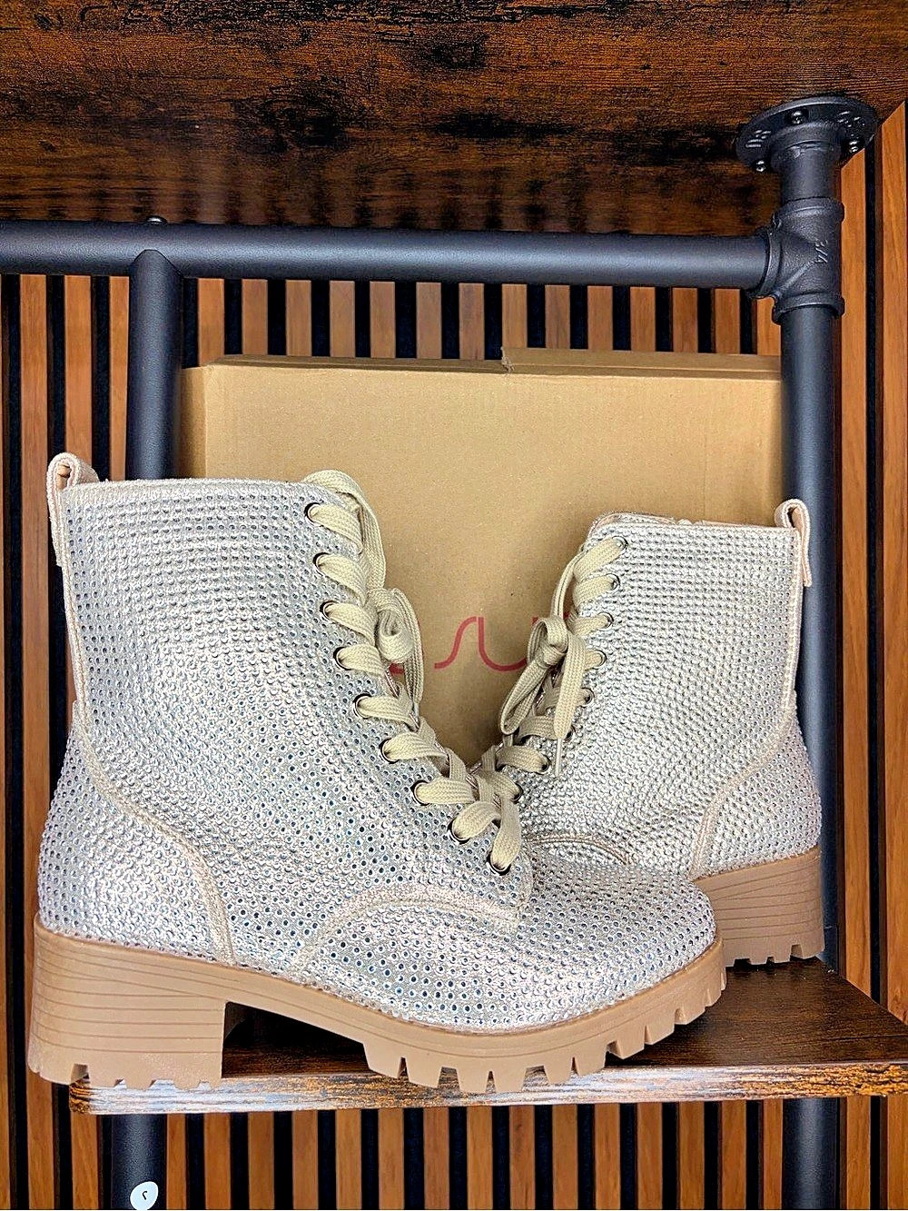 Women's Silver Combat Boots